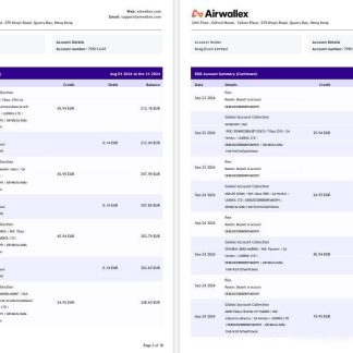 Hong Kong Airwallex Limited account statement, 18 pages 2 download template file