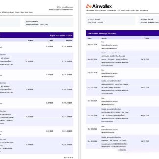 Hong Kong Airwallex Limited account statement, 18 pages 5 download template file