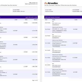 Hong Kong Airwallex Limited account statement, 18 pages 6 download template file