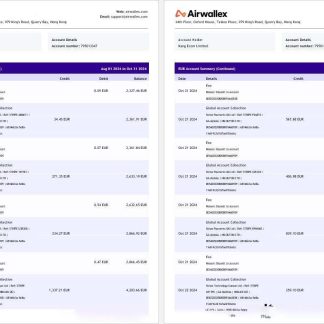 Hong Kong Airwallex Limited account statement, 18 pages 7 download template file