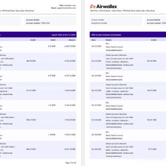 Hong Kong Airwallex Limited account statement, 18 pages 8 download template file