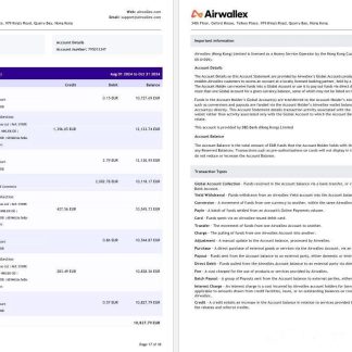 Hong Kong Airwallex Limited account statement, 18 pages 9 download template file