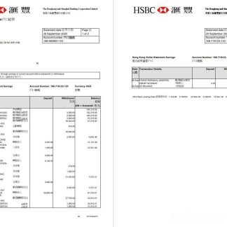 Hong Kong HSBC The Hongkong and Shanghai Banking Corporation 2 pages download template file