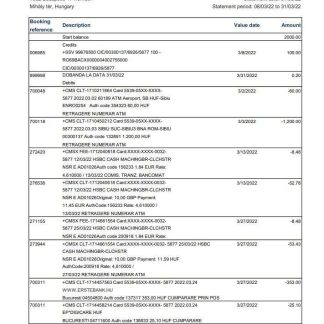 Hungary Erste bank statement xls download template file