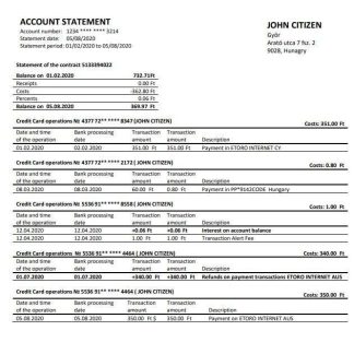 Hungary K&H Bank download template file