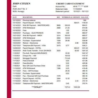 Hungary MKB Bank statement easy to fill template in .xls and .pdf file format download template file
