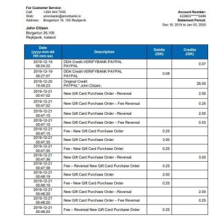 Iceland Arion Bank download template file