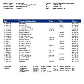 Iceland Kaupthing Bank download template file