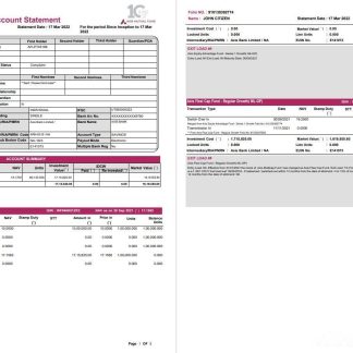 India Axis bank statement 3 pages download template file
