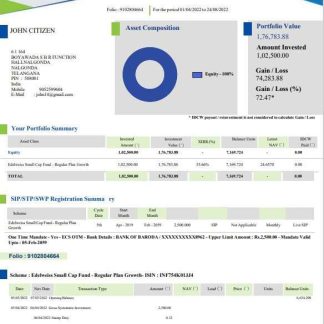 India Edelweiss bank statement Word and PDF template, 3 pages download template file