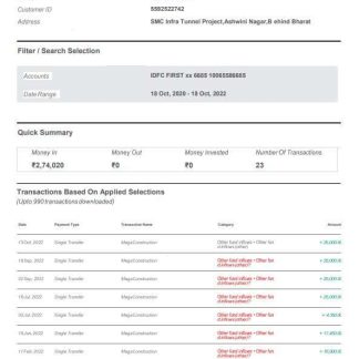 India IDFC bank statement template, Word and PDF format, 3 pages, version 2 download template file