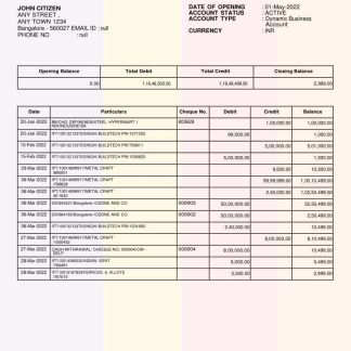 INDIA IDFC First bank statement template, Word and PDF format, version 2 download template file