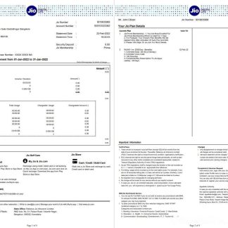 India Jio bank statement 4 pages download template file