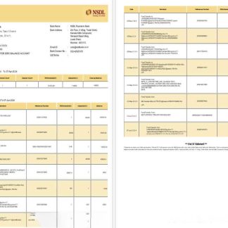 INDIA NSDL bank statement template, Word and PDF format download template file