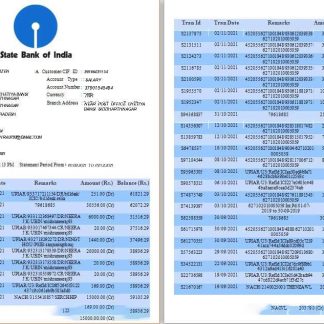 India State Bank of India bank statement template, Word and PDF format, 6 pages download template file