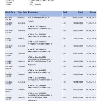 Indonesia Bank Mandiri bank statement download template file