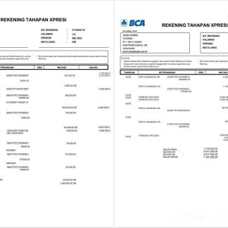Indonesia BCA bank statement 2 pages download template file