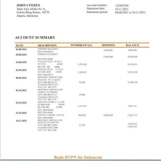Indonesia BTPN bank statement download template file