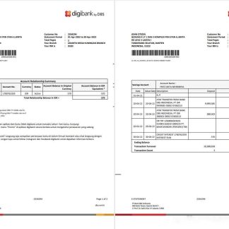 Indonesia DBS digibank statement 2 pages download template file
