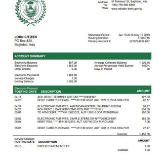 Iraq Rafidain Bank download template file