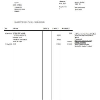 Ireland AIB bank statement download template file