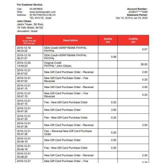 Israel Bank Hapoalim bank statement download template file