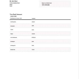 Israel Bank Hapoalim bank statement Word and PDF template download template file