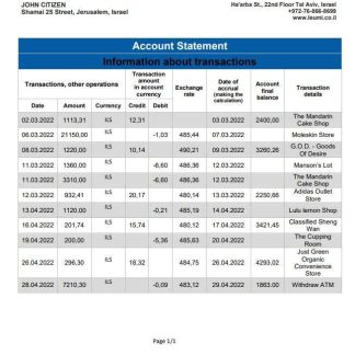 Israel Leumi bank statement download template file