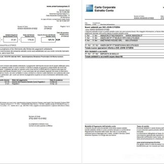 Italy American Express Amex card statement 3 pages download template file