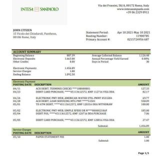 Italy Intesa Sanpaolo bank statement download template file