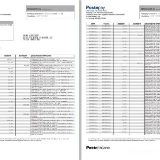 Italy Postepay Evolution (Poste Italiane) card statement template, 7 pages scr download template file