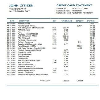 Italy UBI BANCA download template file