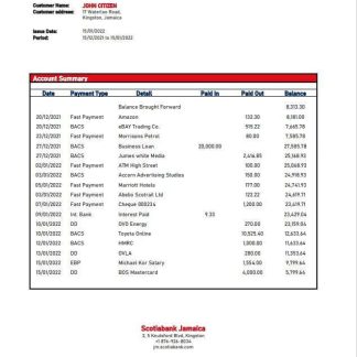 Jamaica Scotiabank statement download template file