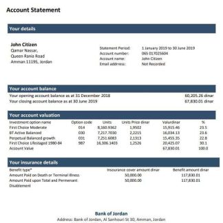 Jordan Bank of Jordan bank statement download template file