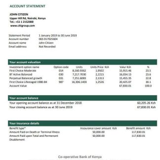 Kenya , Co operative Bank of Kenya download template file