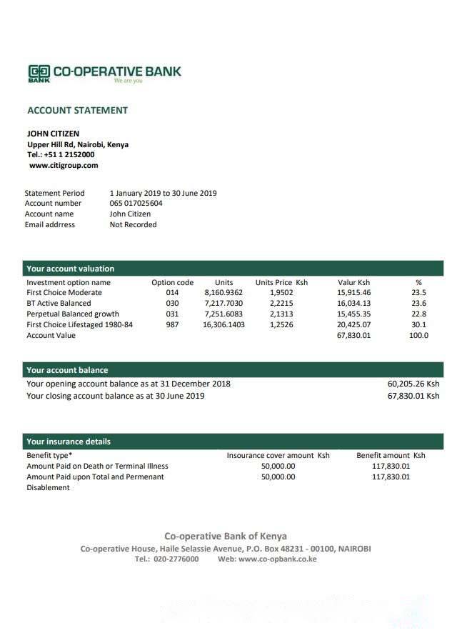 Kenya , Co operative Bank of Kenya download template file