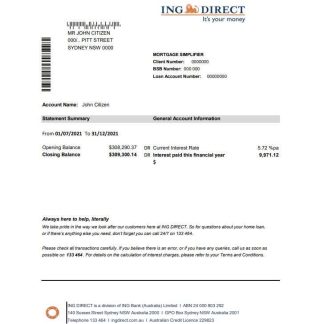 Australia ING Direct bank statement easy to fill template in Excel and PDF format download template file