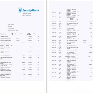 Kenya Family bank statement Word and PDF template, 7 pages download template file