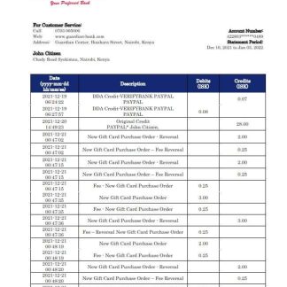 Kenya Guardian Bank statement download template file