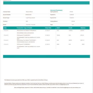 Kenya Loop bank statement Word and PDF template.1 download template file