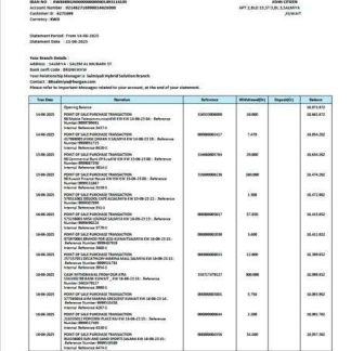 Kuwait Burgan Bank retail account statement Word and PDF template download template file
