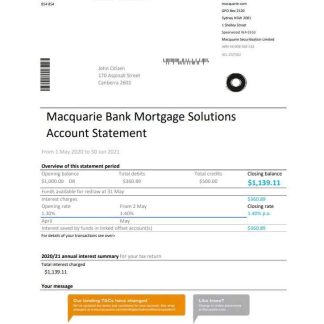 Australia Macquire Bank statement easy to fill template in Excel and PDF format download template file