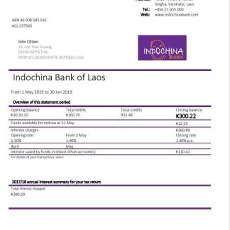 Laos Indochina Bank statement download template file