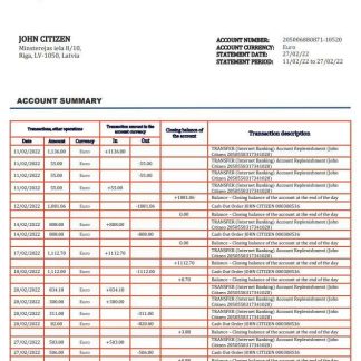 Latvia LPB bank statement download template file