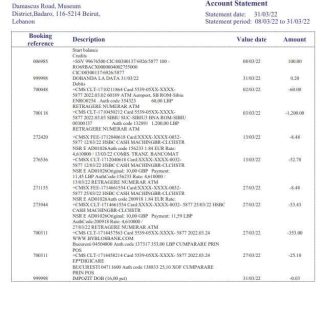 Lebanon Byblos Bank statement download template file