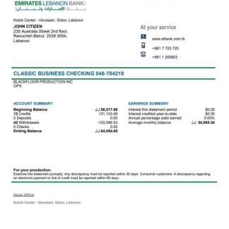 Lebanon Emirates Lebanon Bank statement download template file