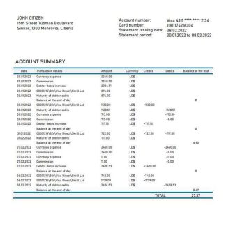 Liberia Access Bank statement download template file