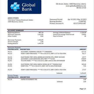 Liberia Global Bank staement download template file