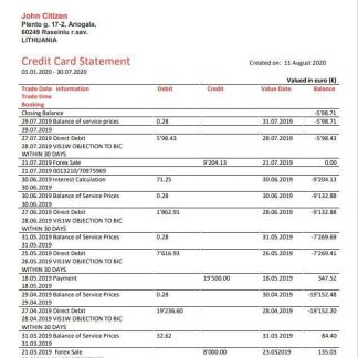 Lithuania (Litva) Citadele bank credit card st download template file