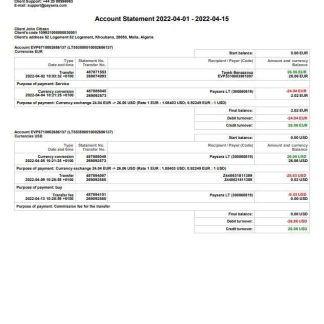 Lithuania Paysera statement download template file